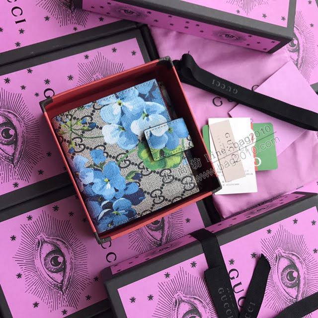 Gucci包 古馳新款錢包 Gucci翻蓋女錢包 牛皮系列 404070藍花紅皮  gdj1190